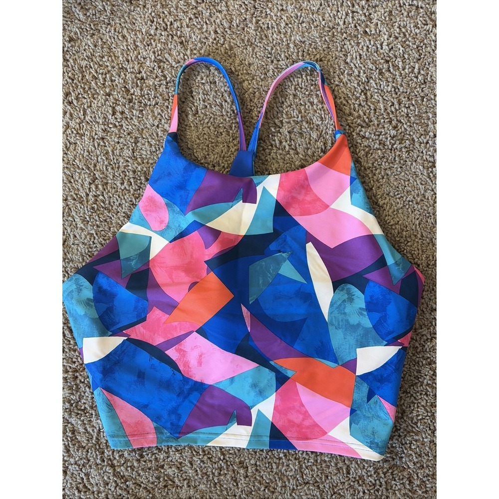 Old Navy Powersoft Active Racerback Colorful Sports Bra Workout Gym Top Shirt XL